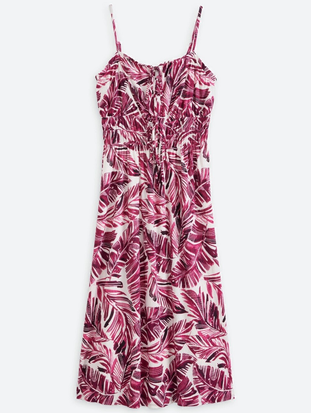 Gilli Magenta Leaf-Print Midi Dress Size M Petite